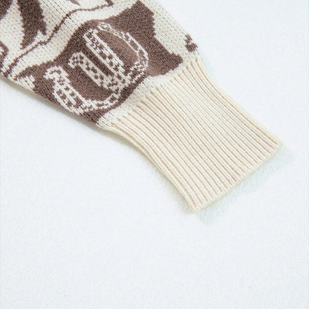 Multicolor Casual Women's Contrasting Loose Sweater - Picture 6 of 8